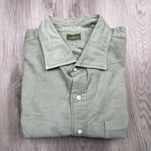 Sid Mashburn Corduroy Long Sleeve Button Up Shirt Men's Size XL Xtra Large Green